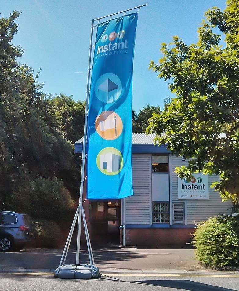 Big Flag Stand - 16ft Aluminium With Polyester Flags | Customizable Color, Logo, And Style For Advertising & Promotion