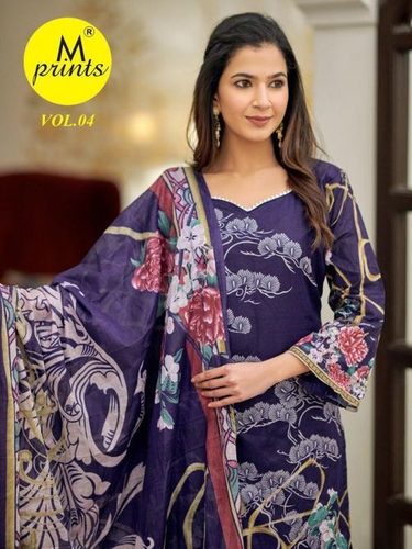 M Print Vol 4 Karachi Printed Cotton Dress Material Catalog - Cotton, Unstitched Top (2.25 Mtr), Bottom (2 Mtr), Dupatta (2.25 Mtr) | Multi Color, Full Sleeves, All Season Wear, Washable