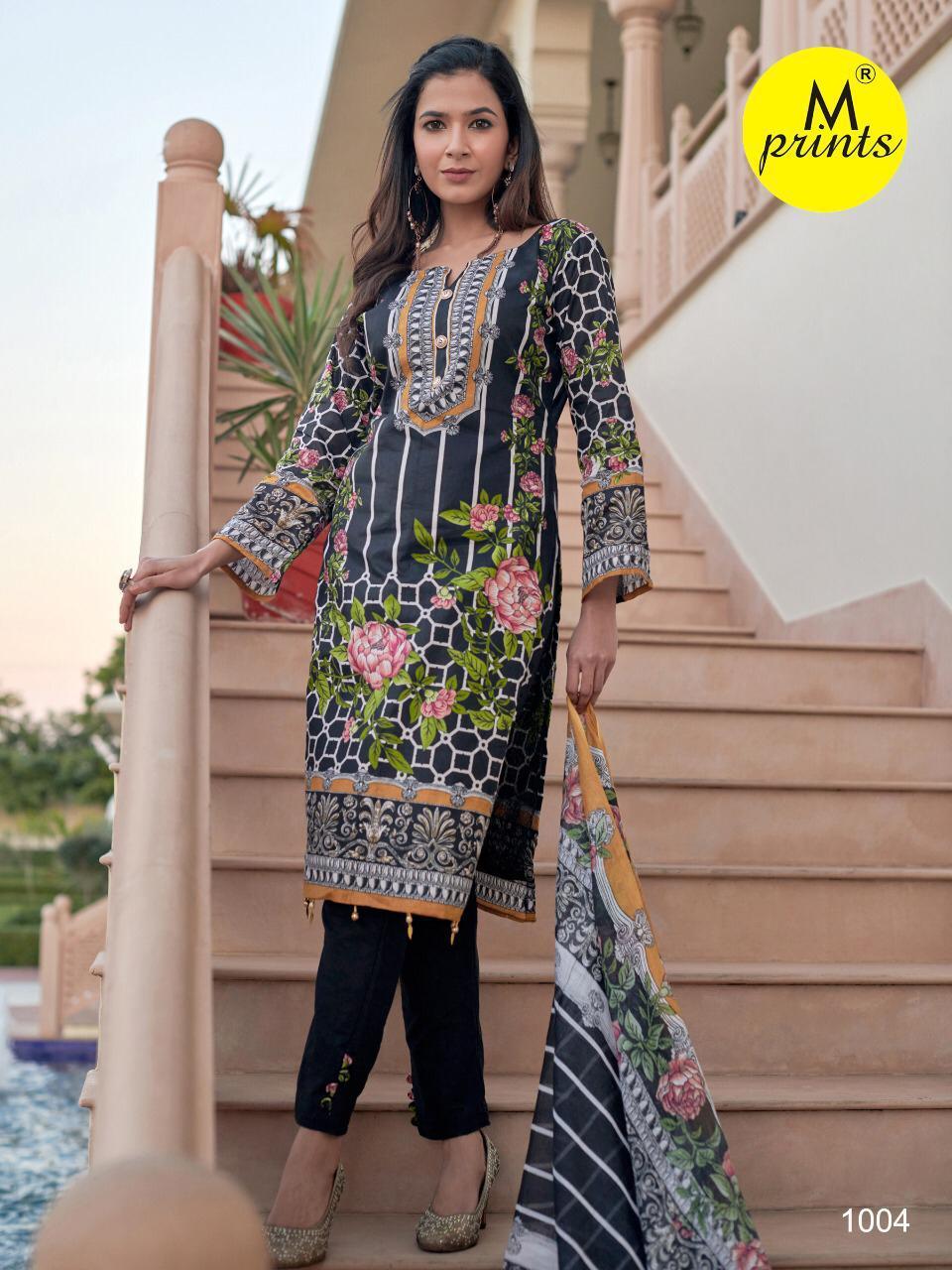 M Print Vol 4 Karachi Printed Cotton Dress Material Catalog - Cotton, Unstitched Top (2.25 Mtr), Bottom (2 Mtr), Dupatta (2.25 Mtr) | Multi Color, Full Sleeves, All Season Wear, Washable