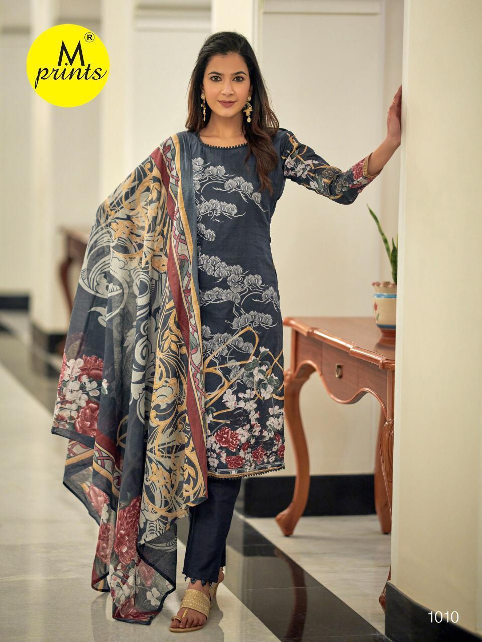 M Print Vol 4 Karachi Printed Cotton Dress Material Catalog - Cotton, Unstitched Top (2.25 Mtr), Bottom (2 Mtr), Dupatta (2.25 Mtr) | Multi Color, Full Sleeves, All Season Wear, Washable