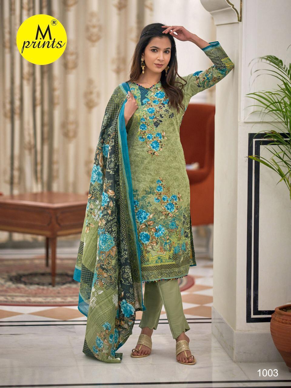M Print Vol 4 Karachi Printed Cotton Dress Material Catalog - Cotton, Unstitched Top (2.25 Mtr), Bottom (2 Mtr), Dupatta (2.25 Mtr) | Multi Color, Full Sleeves, All Season Wear, Washable