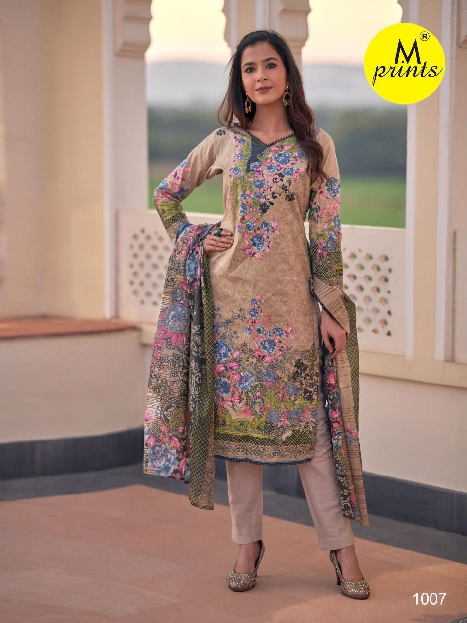 M Print Vol 4 Karachi Printed Cotton Dress Material Catalog - Cotton, Unstitched Top (2.25 Mtr), Bottom (2 Mtr), Dupatta (2.25 Mtr) | Multi Color, Full Sleeves, All Season Wear, Washable