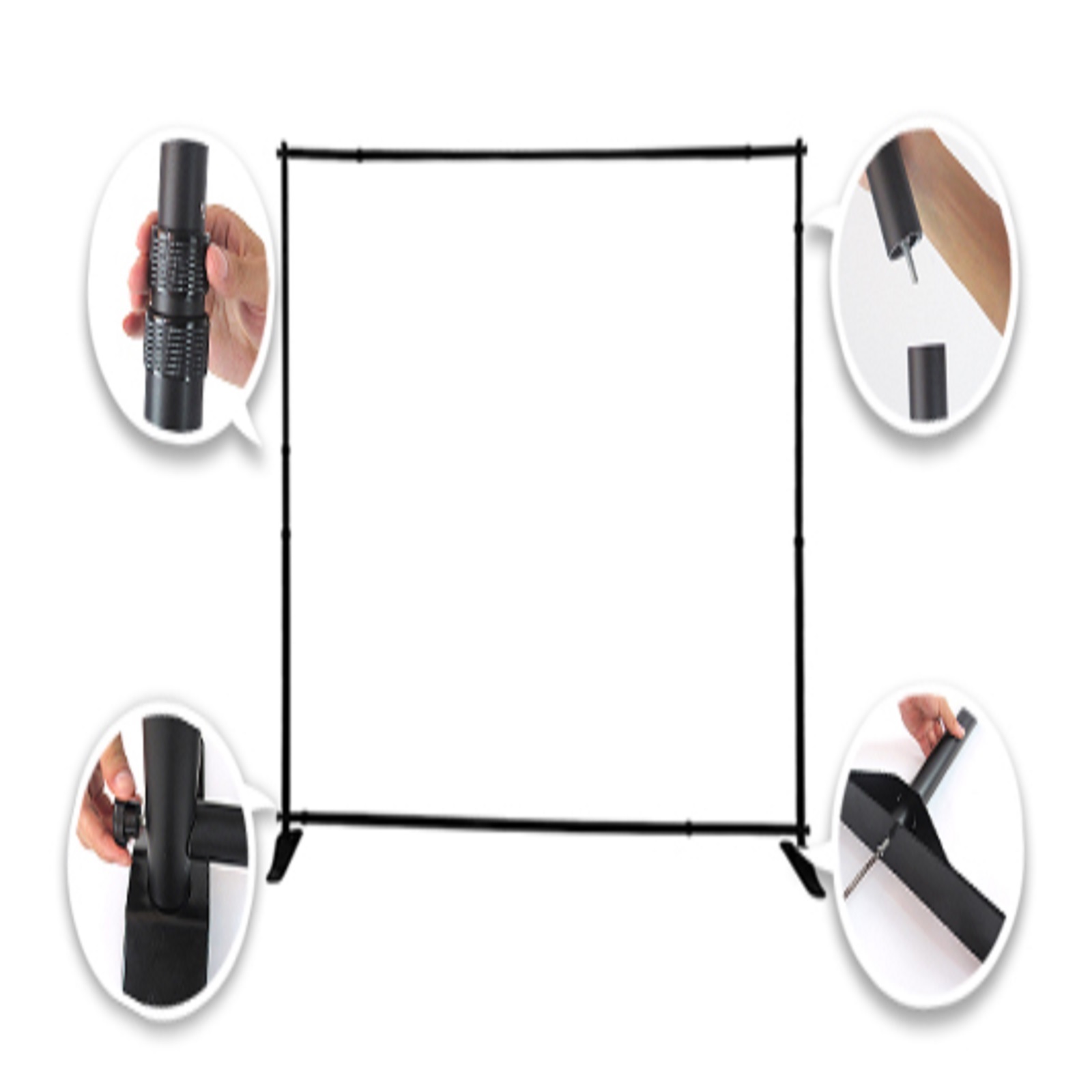 Wall Screen Banner Stand - 100% Knitted Polyester 8ft X 8ft , Portable Aluminum Frame, Eco-friendly Uv Protected Print For Advertising & Promotions