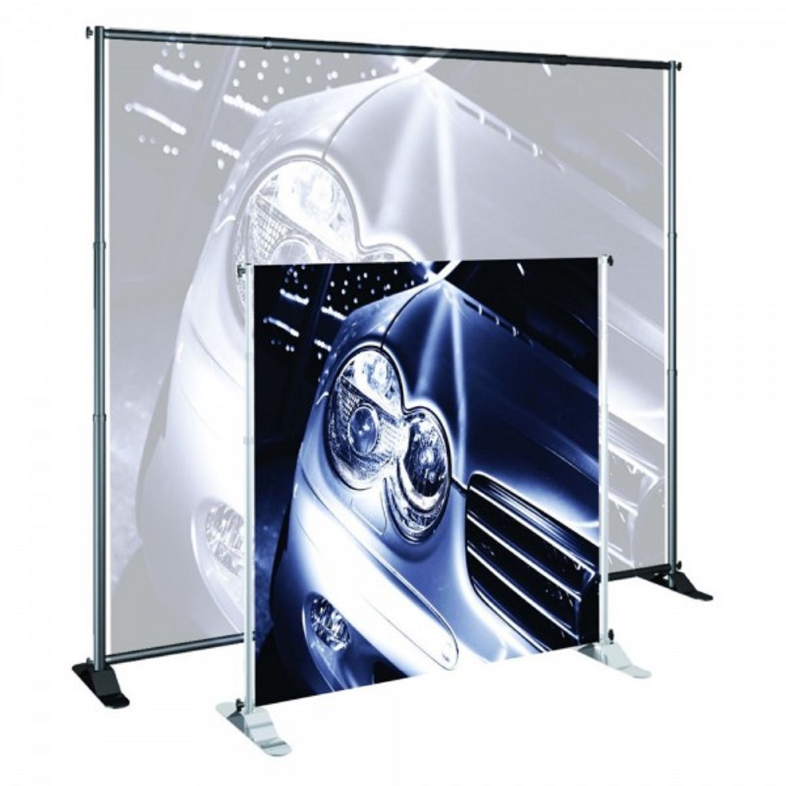 Wall Screen Banner Stand - 100% Knitted Polyester 8ft X 8ft , Portable Aluminum Frame, Eco-friendly Uv Protected Print For Advertising & Promotions