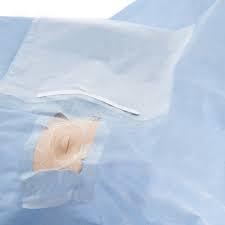 Fixable Ent Drape - Sms, Smmms, Spunlace 100x64cm | Light Green, Blue & White, Hypoallergenic, Peel Open Pouch With Sterility Indicator