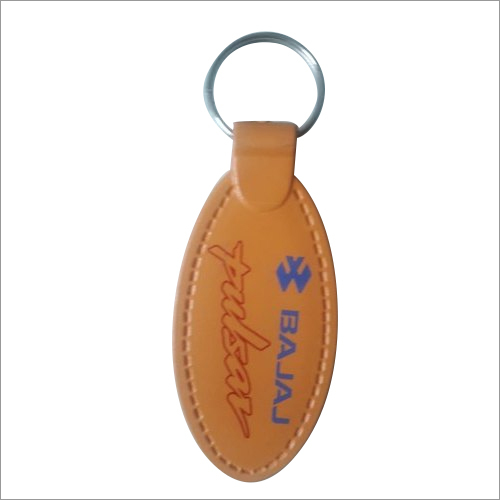 Promotional Oval Key Chain - Leather Material, Brown Color | Durable Design with Reinforced Stitching for Secure Key Storage