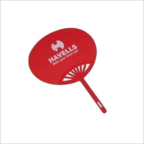Plastic Printed Promotional Hand Fan - Color: Red