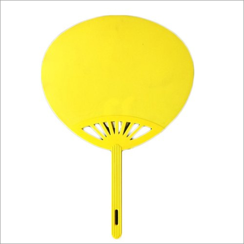 Yellow Plain Plastic Hand Fan - Plastic Material, Lightweight, Stylish Design, Bright Yellow Color | Manual Operation, Easy to Carry, Fade-Resistant