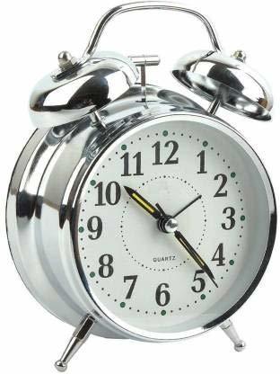 Twin Bell Alarm Clock Silver Big
