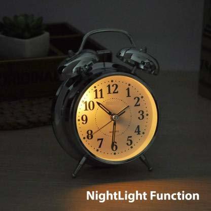 Twin Bell Alarm Clock Silver Big