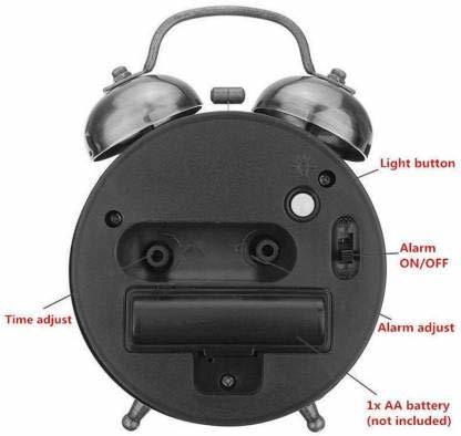 Twin Bell Alarm Clock Silver Big