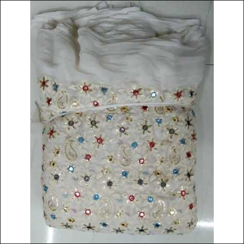 Georgette Embroidery Fabric - 44" Width, 100 cm Length | Washable, Multicoloured, Multipurpose Use with Beautiful Designs