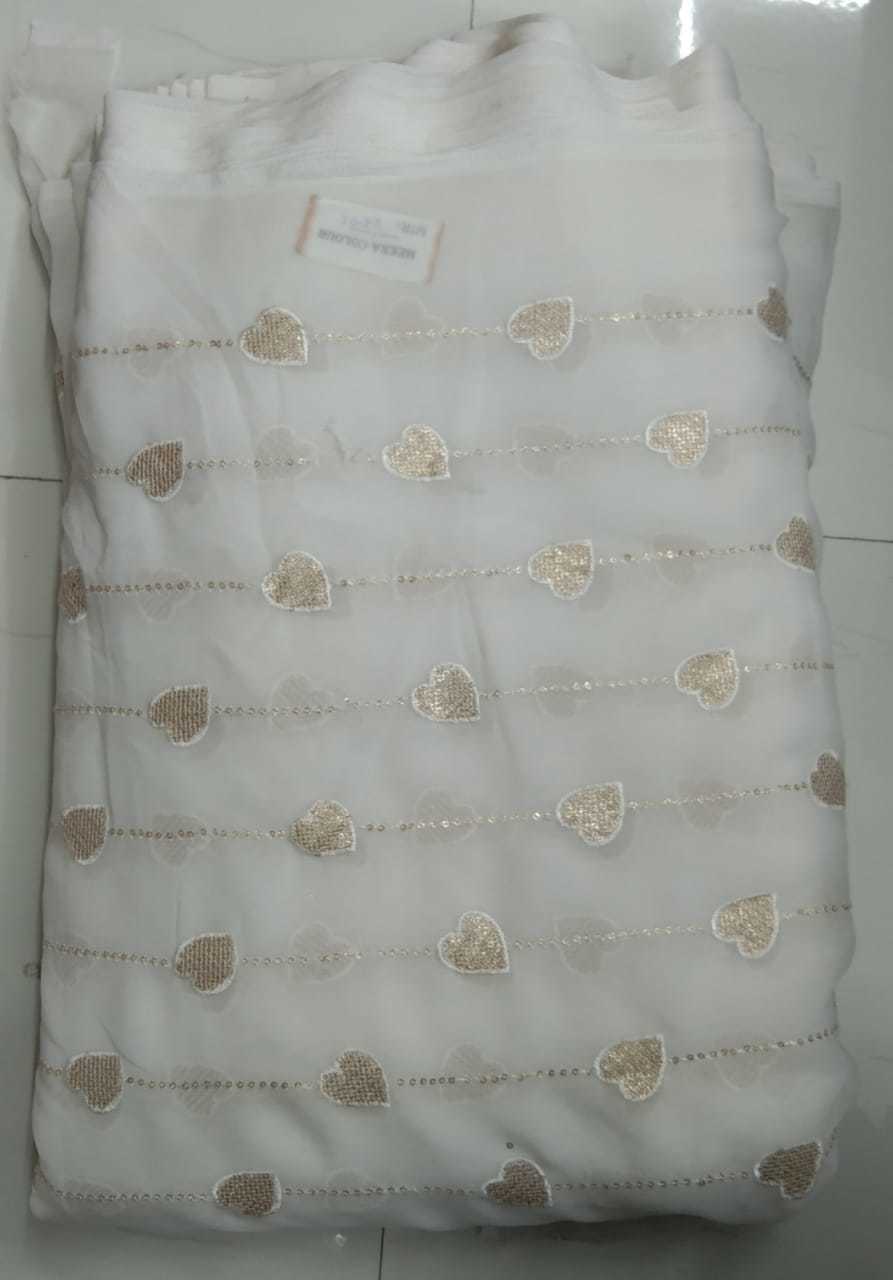 Georgette Embroidery Fabric - 44" Width X 100 Cm Length , Multi-color Embroidered Texture For Versatile Use In Various Designs