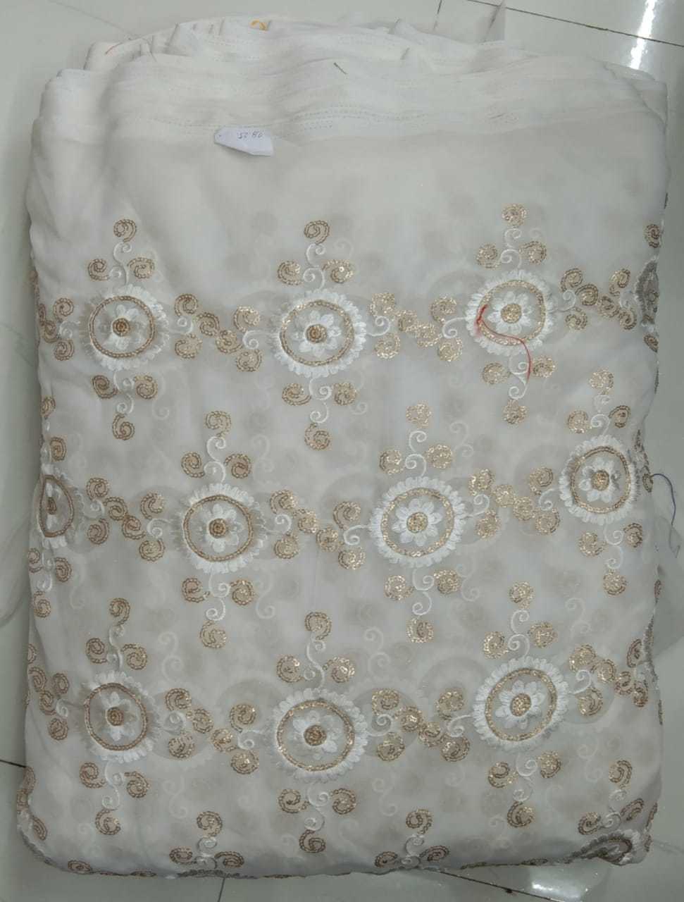 Georgette Embroidery Fabric - 44" Width X 100 Cm Length , Multi-color Embroidered Texture For Versatile Use In Various Designs