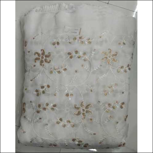 Embroidered Georgette Fabric - 100 cm Length, 44" Width | Washable, Multicolour, Multipurpose Use with Vibrant Designs