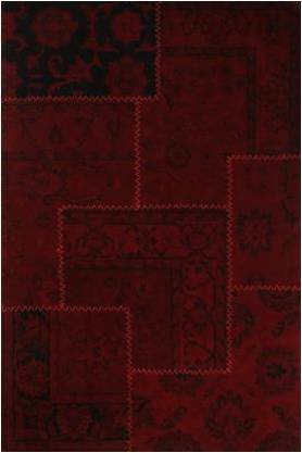 Wool Ota Red Over Dyed Patchwork Hand Tufted Carpet