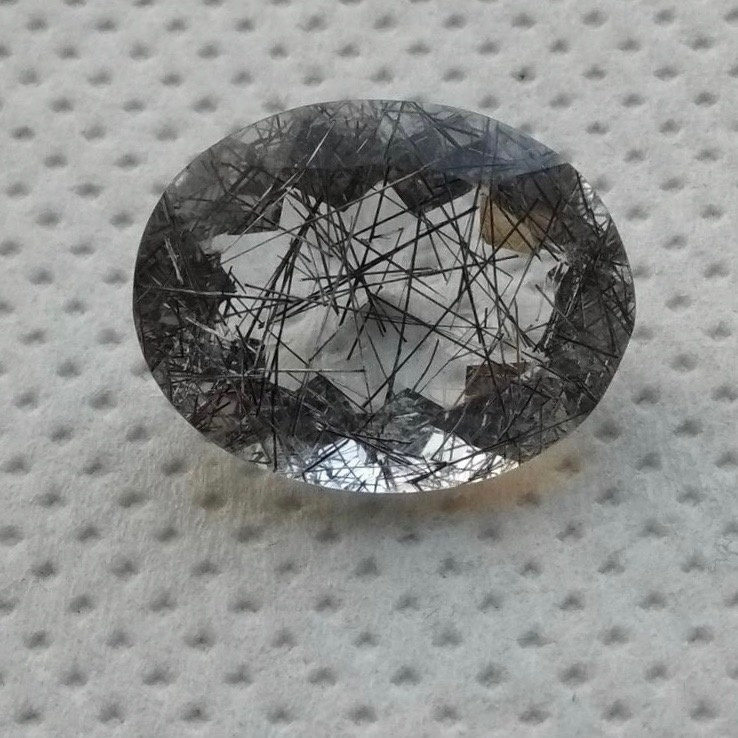 5x7mm Black Rutilated Quartz Faceted Oval Loose Gemstones