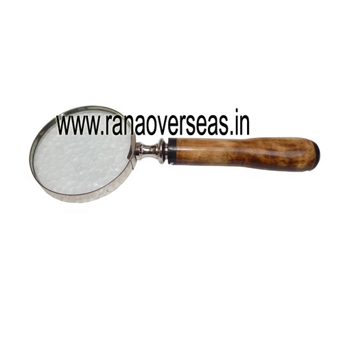 Antique Hand Held Magnifying Glass Magnifier With Wooden Handle Perfect For Reading Book Newspaper.