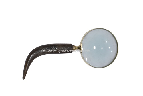 Brass Horn Design Handle Magnifier - 3 Inch Diameter, Nautical Vintage Style, Handmade with Brown Polished Finish