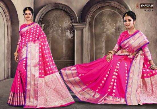 Multi Color Sangam Kadambari Silk Printed Designer Saree Catalog