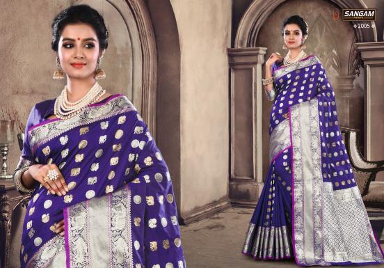 Multi Color Sangam Kadambari Silk Printed Designer Saree Catalog