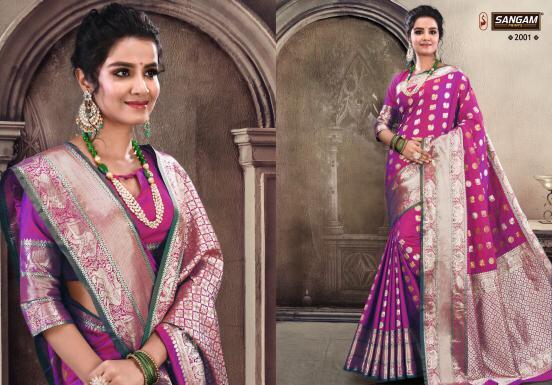 Multi Color Sangam Kadambari Silk Printed Designer Saree Catalog