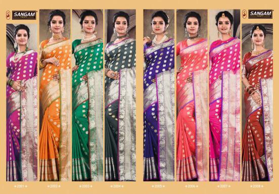 Multi Color Sangam Kadambari Silk Printed Designer Saree Catalog