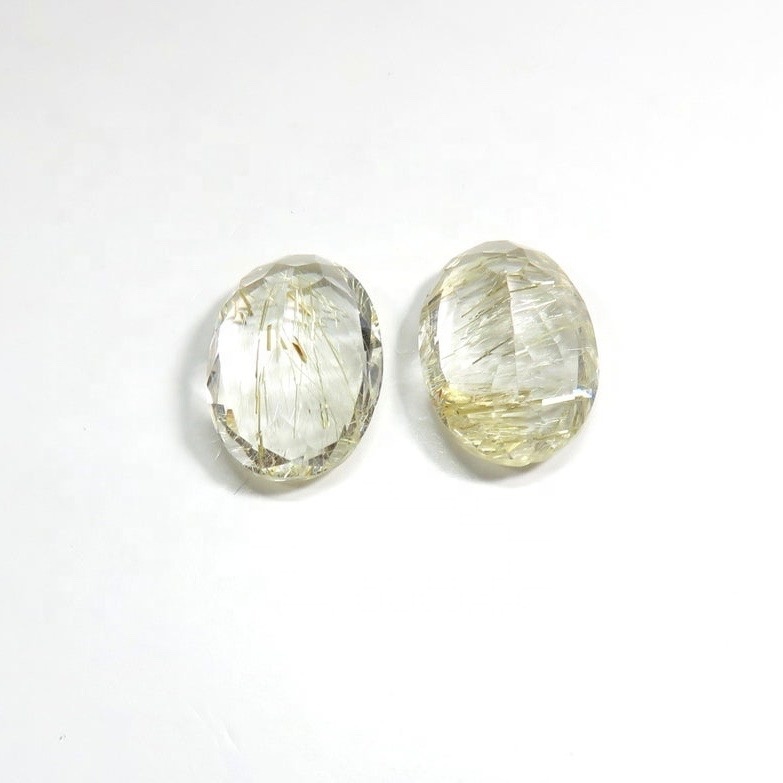 8x10mm Golden Rutilated Quartz Faceted Oval Loose Gemstones Grade: Aaa