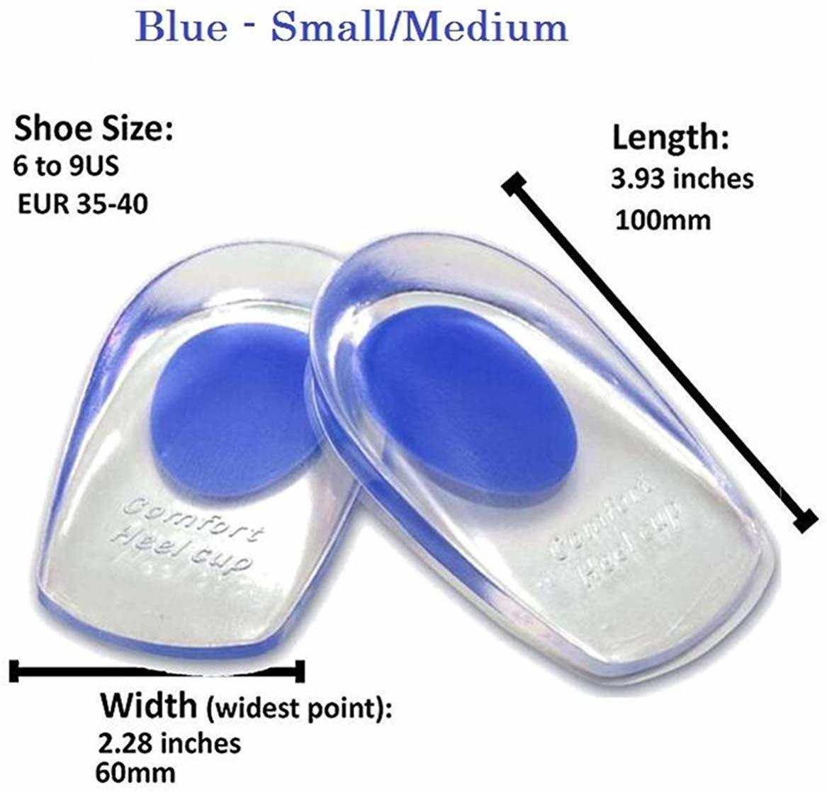 Heel Pad - Silicone Gel, 10-15mm Thickness, Blue Color | Comfort Support For Heel Pain, Antimicrobial, Fits All Shoe Styles