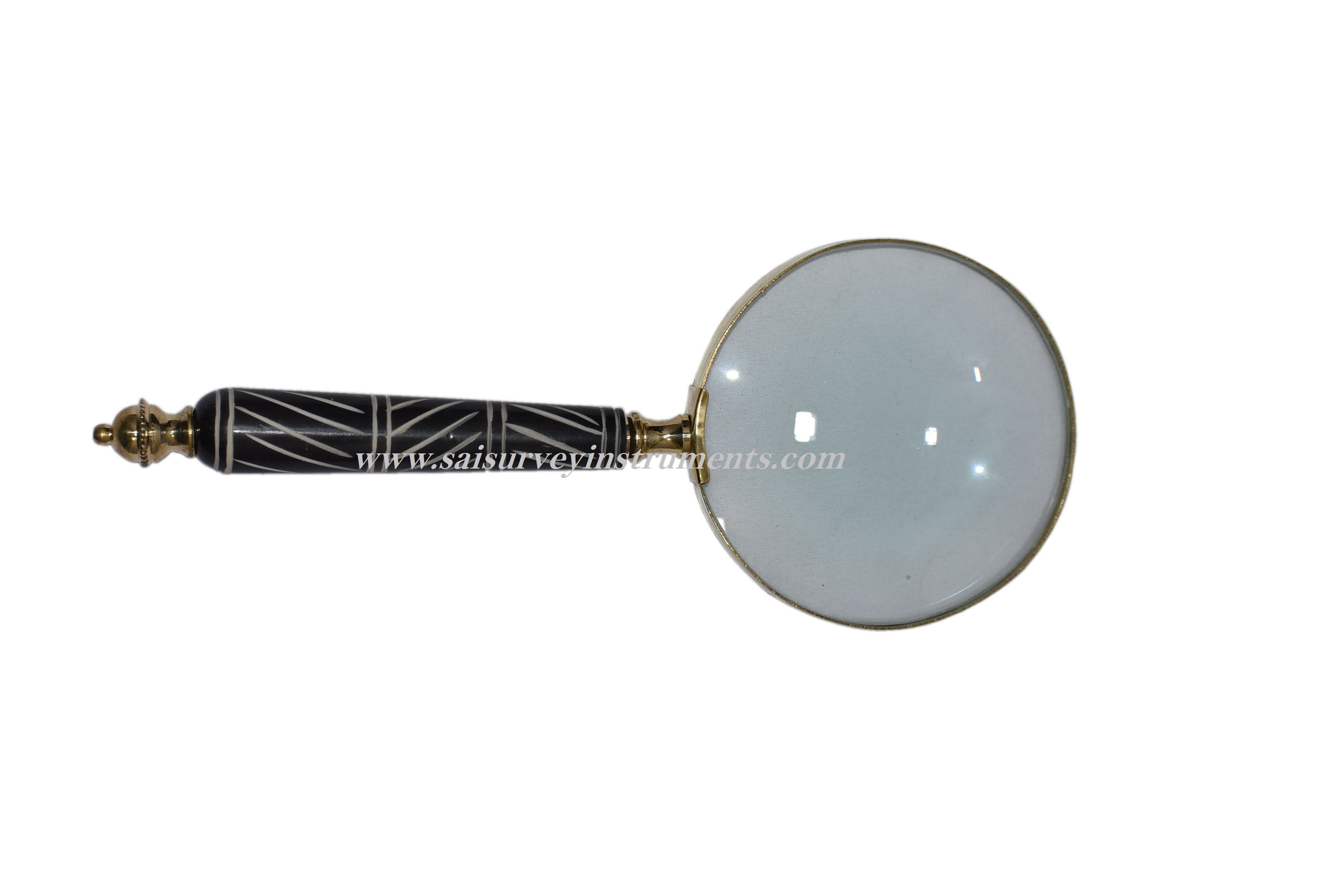 Brass Handle Magnifier - 2.5 Inch Shiny Polished Nautical Vintage Style | Handmade Floral Design, Decorative Gift & Home Accent