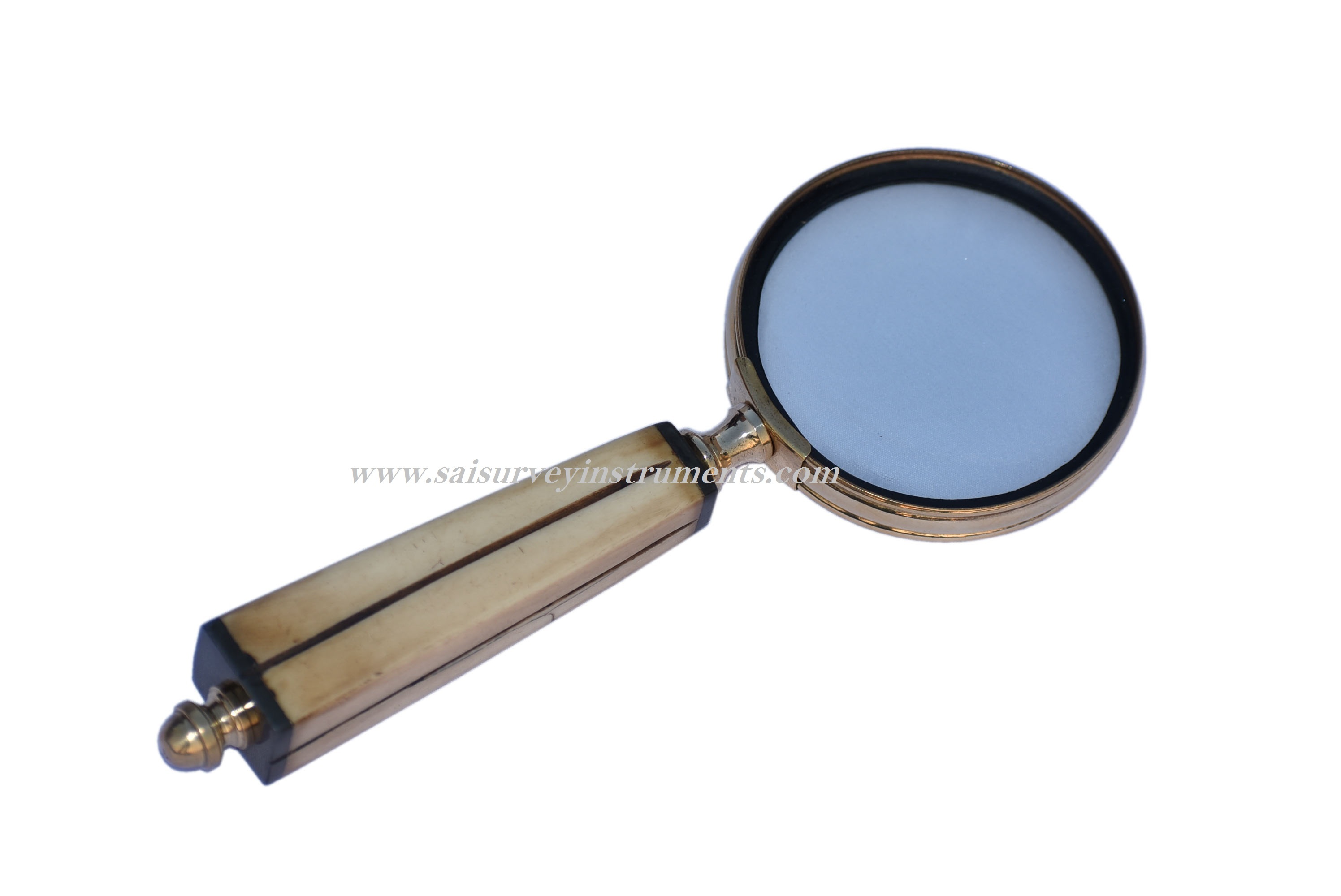 Brown Yellow Finish Wooden Handle Magnifying Glass