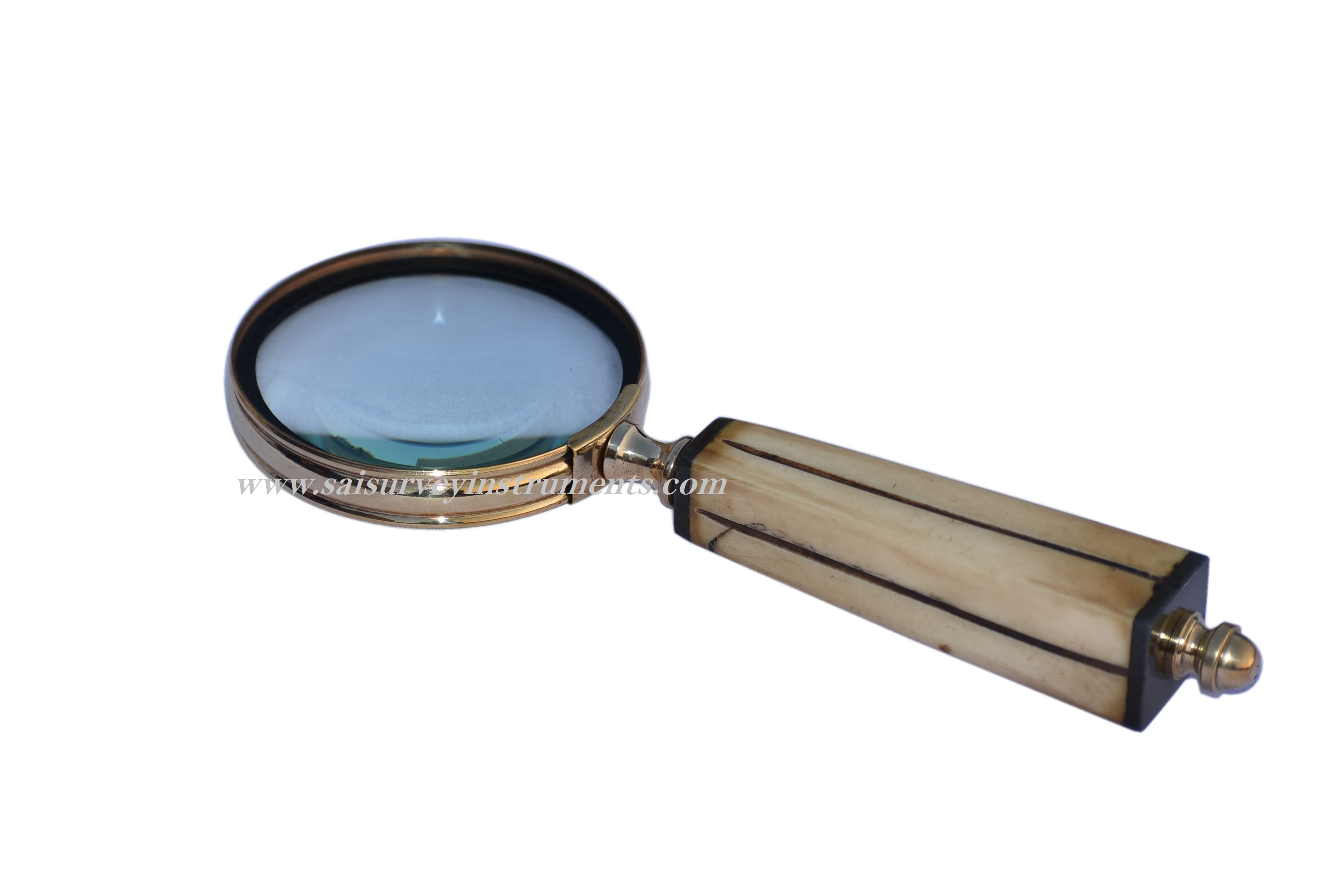 Brown Yellow Finish Wooden Handle Magnifying Glass