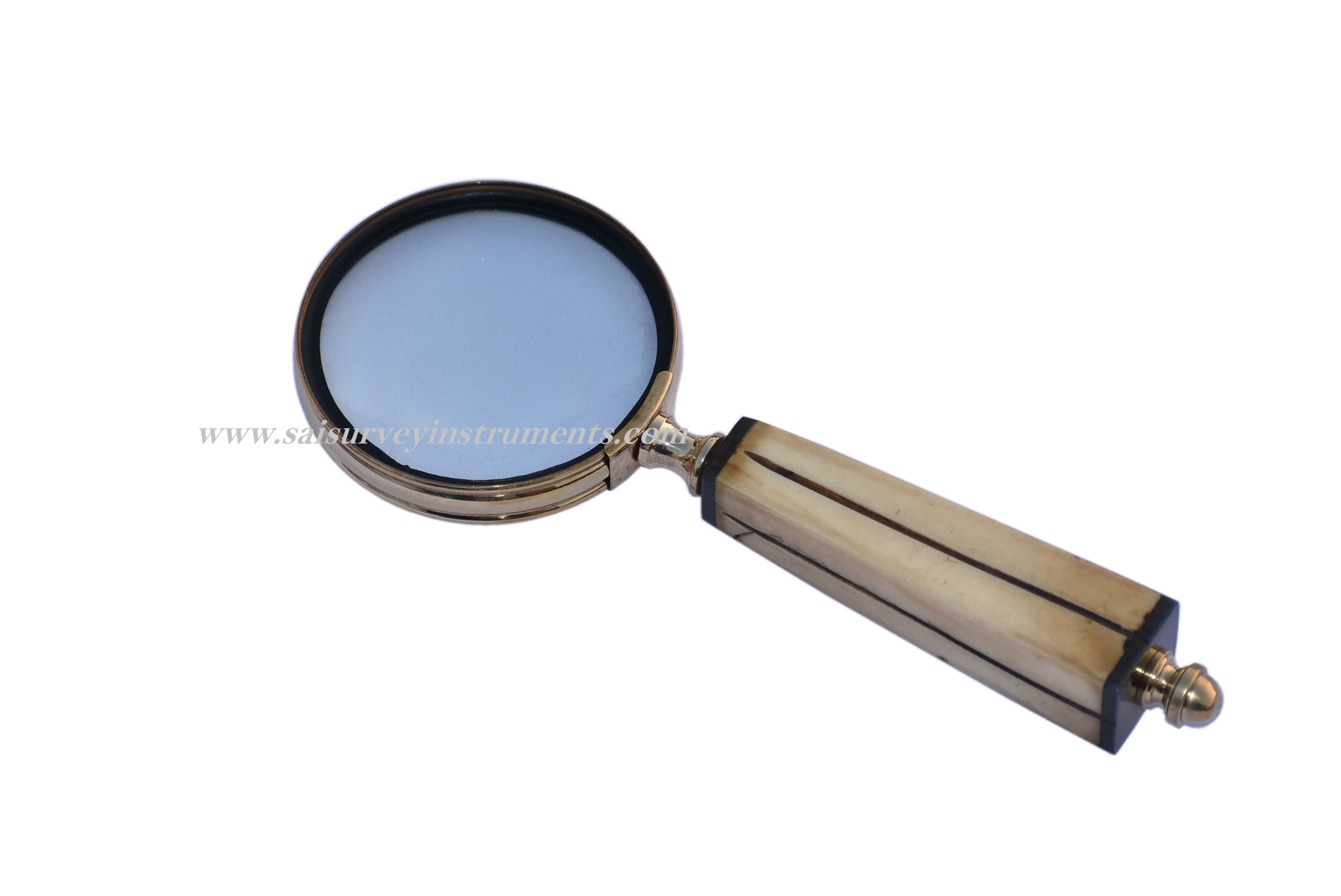 Brown Yellow Finish Wooden Handle Magnifying Glass