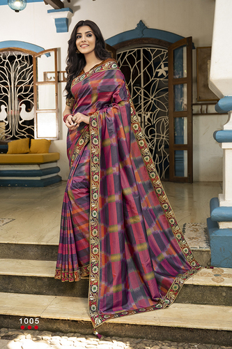 Digital Printed Saree - Art Silk, Multi-Color | Party Wear with Laces Closure, Elegant Printed Design