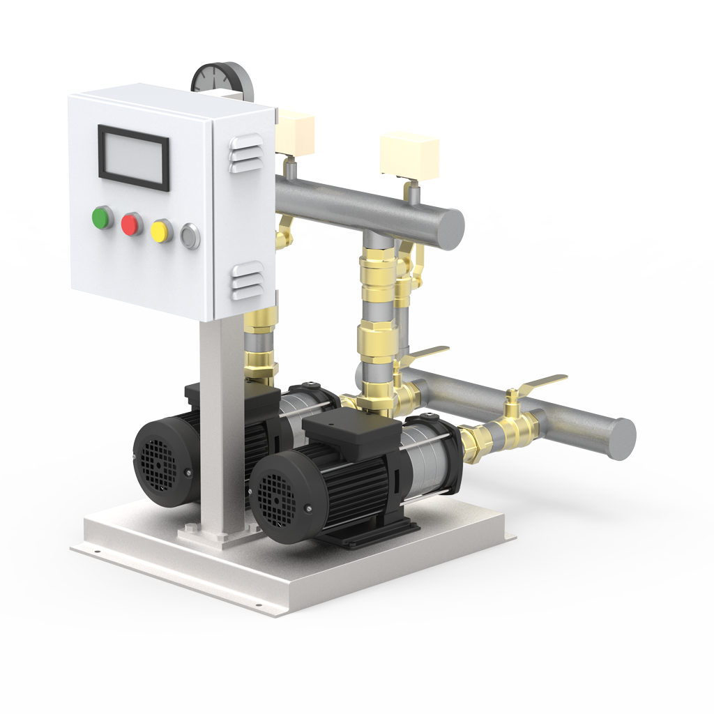 Twin Booster Systems - Cast Iron Fg 260, Aisi 304 Stainless Steel, Axial Suction - 28 M/h Flow Rate, 82 Metre Head, Hydro-pneumatic Tank, Ip55 Protection