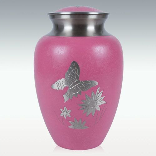 Round Aluminium Pink Cremation Urn