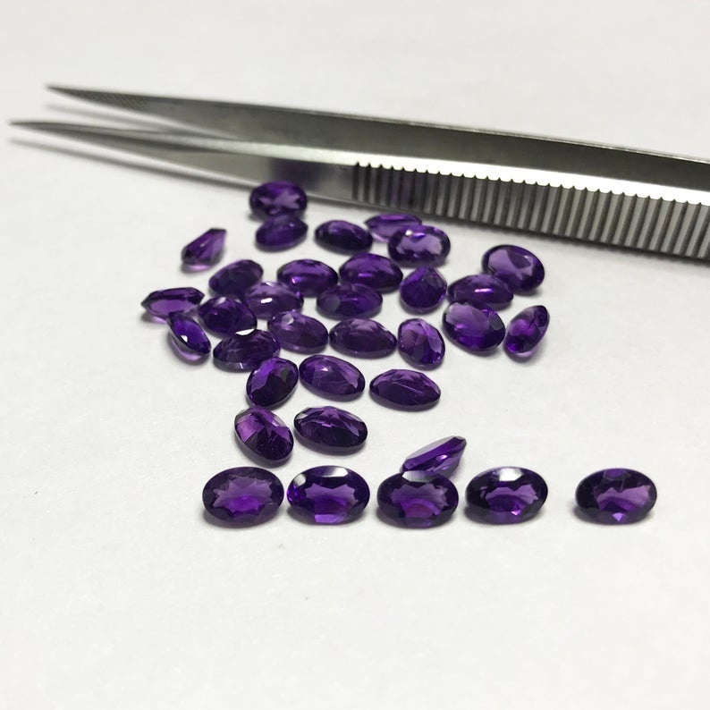 5x7mm African Amethyst Faceted Oval Loose Gemstones Grade: Aaa