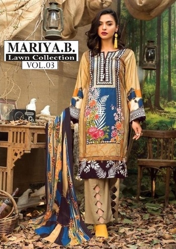 Mariya B Lawn Collection Vol 3 - Pure Lawn Unstitched Dress Material, Multi Color Printed Design with Full Sleeves, Washable Fabric, All Season Wear