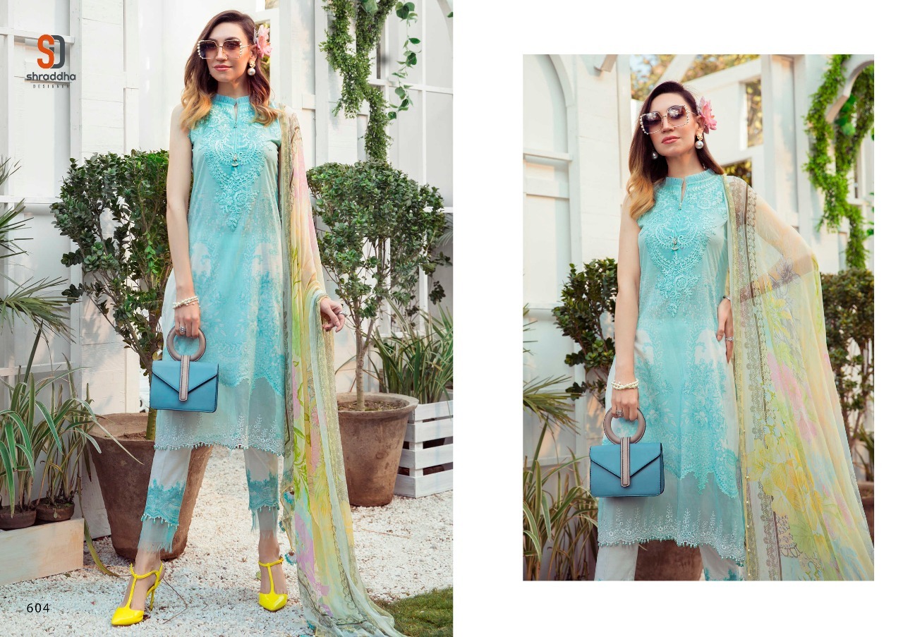 Multi Color Shraddha Designer M Print Vol 6 Lawn Cotton Print With Embroidery Pakistani Suit Catalog