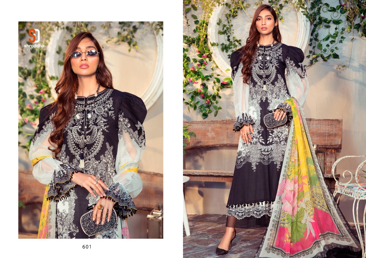 Multi Color Shraddha Designer M Print Vol 6 Lawn Cotton Print With Embroidery Pakistani Suit Catalog