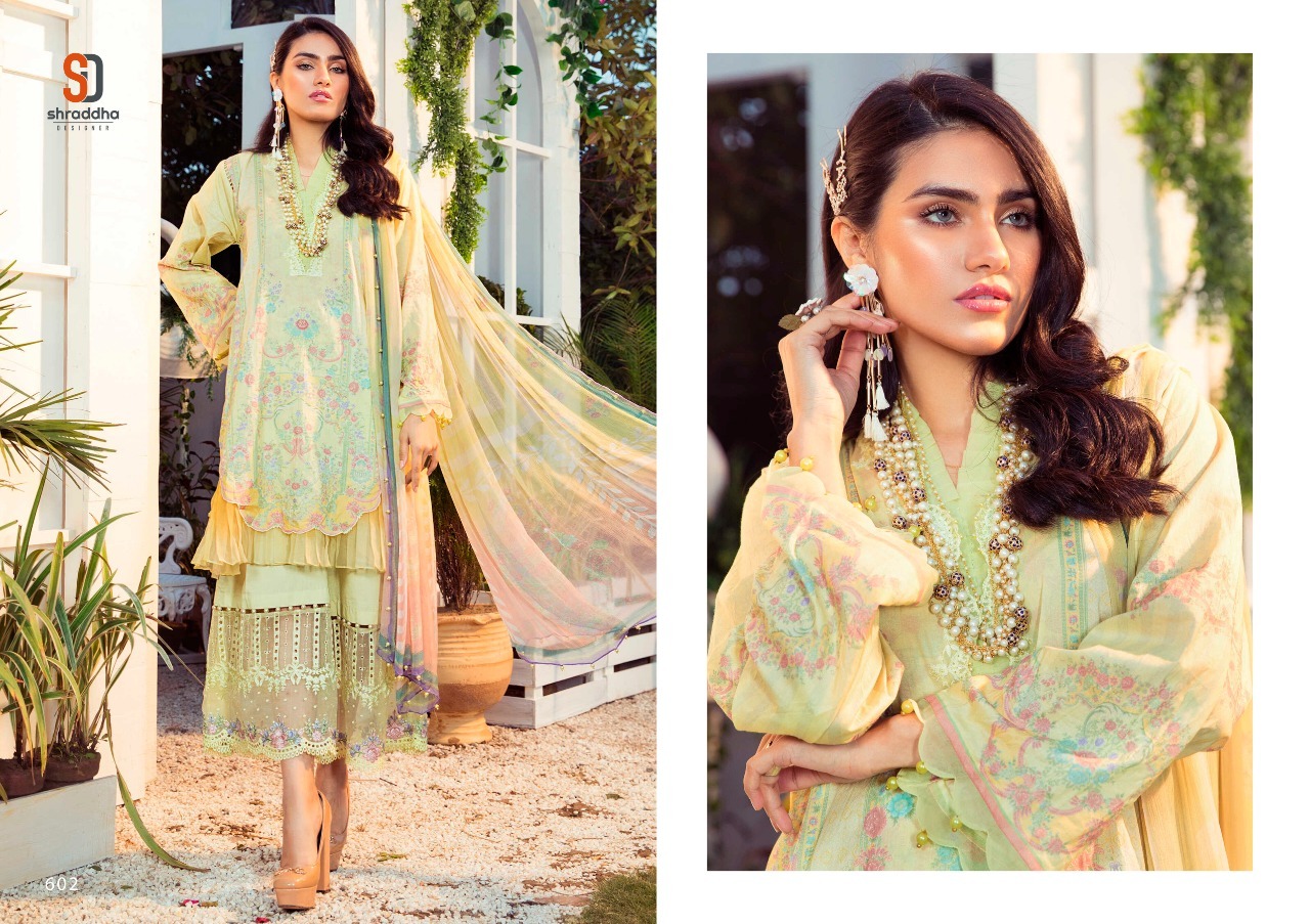 Multi Color Shraddha Designer M Print Vol 6 Lawn Cotton Print With Embroidery Pakistani Suit Catalog
