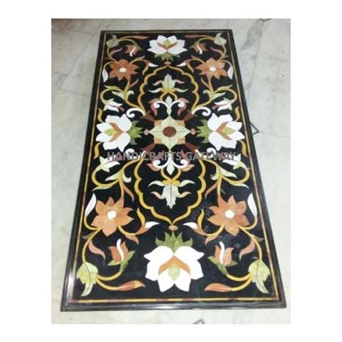 ब्लैक मार्बल इनले टेबल टॉप