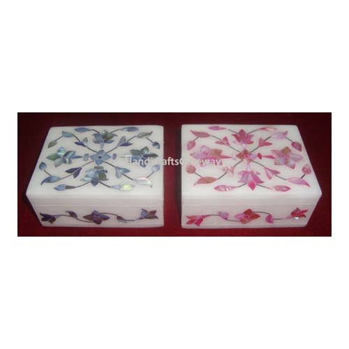 Pink Marble Inlay Jewelry Box