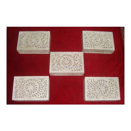 Indian Natural Soapstone Hand Carved Wedding Box