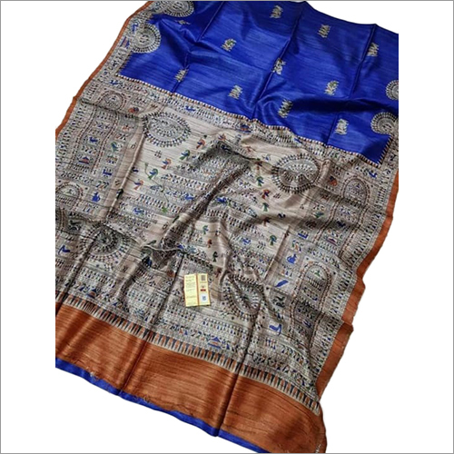 सिल्क तुसर घिचा प्रिंटेड साड़ी