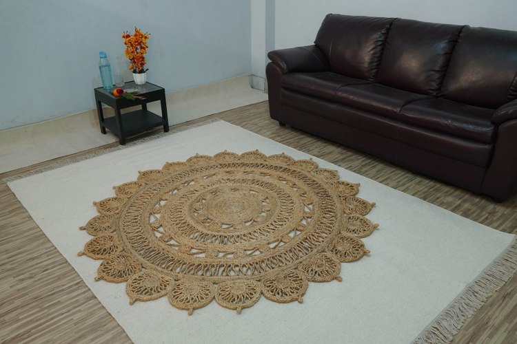 Hand Woven Jute Natural Braided Rug Design: Customized