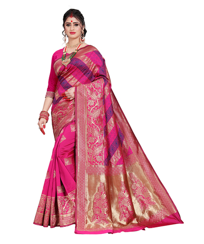 Multi Colour Heavy Banarasi Jaquard Saree