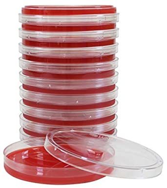 Sheep Blood Agar Plates - 500 Milliliter Plastic , 50 Plates For Growing Fastidious Organisms And Differentiating Bacteria By Hemolytic Properties