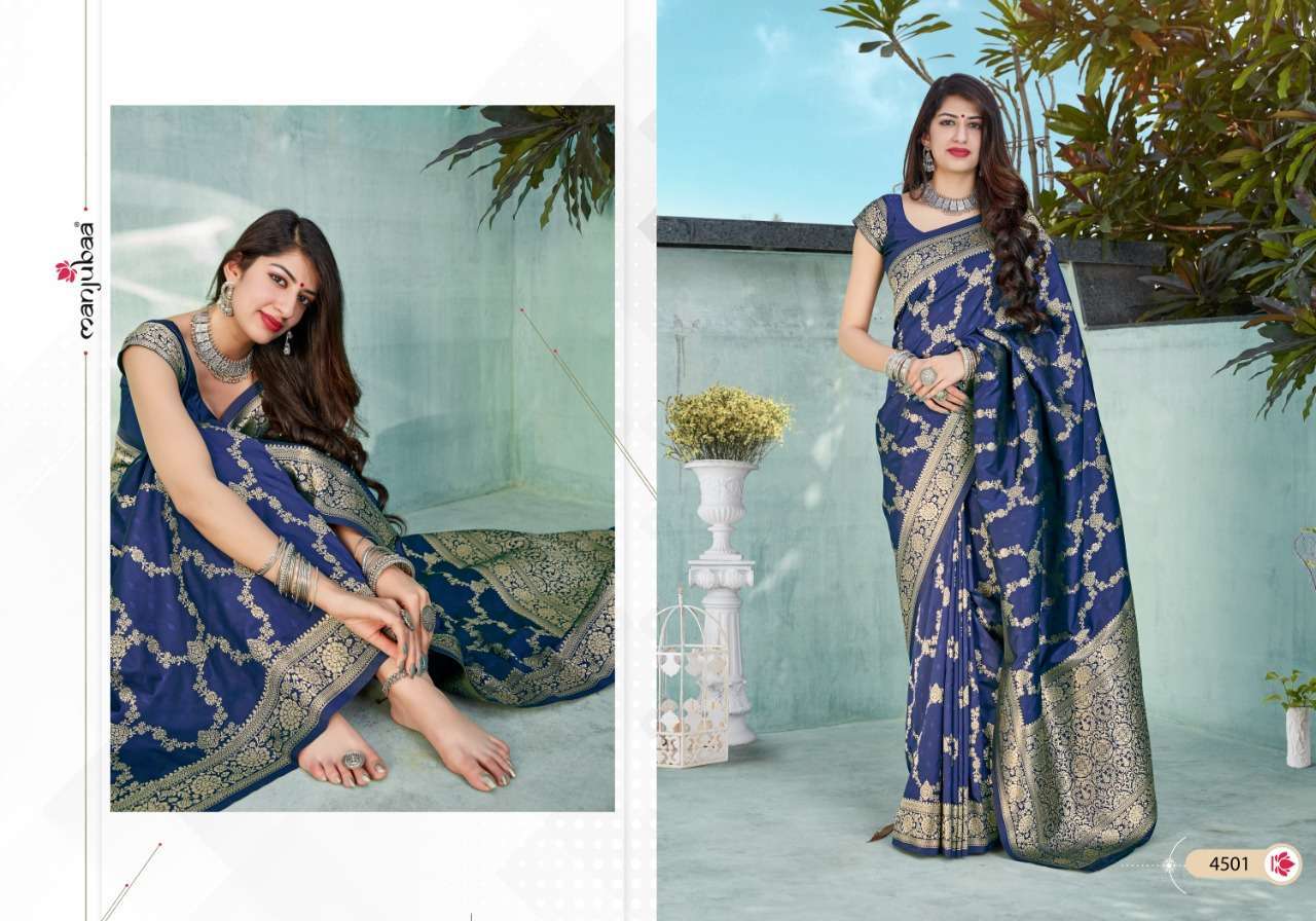 Multi Color Manjubaa Maahi Silk Printed Fancy Saree Catalog