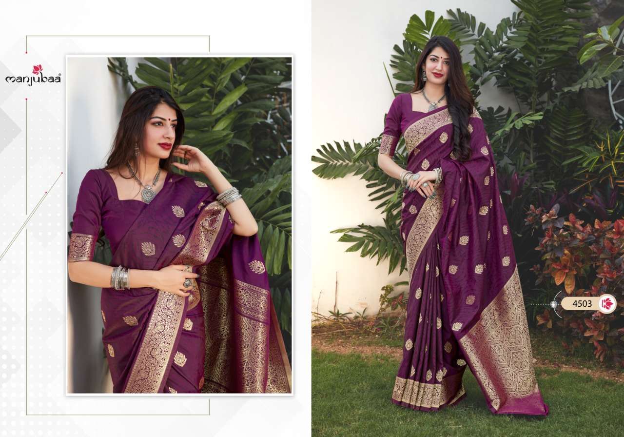 Multi Color Manjubaa Maahi Silk Printed Fancy Saree Catalog